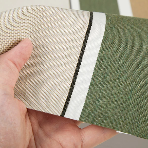 Sunbrella® Awning Stripe 4959-0000 Fern/Heather Beige Block 46" Fabric