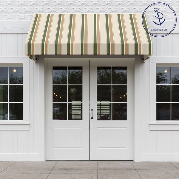 Sunbrella® Awning Stripe 4959-0000 Fern/Heather Beige Block 46" Fabric