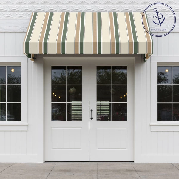 Sunbrella® Awning Stripe 4959-0000 Fern/Heather Beige Block 46" Fabric